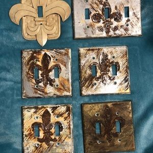 Handpainted, fleur-de-lis light switch covers